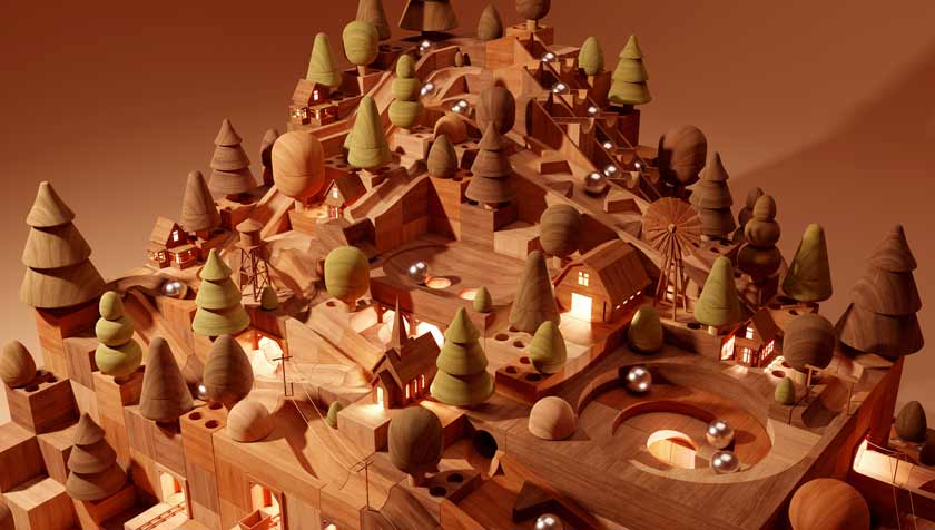 Opulente Wald Kugelbahn aus Holz als Symbol für unseren Ratgeber